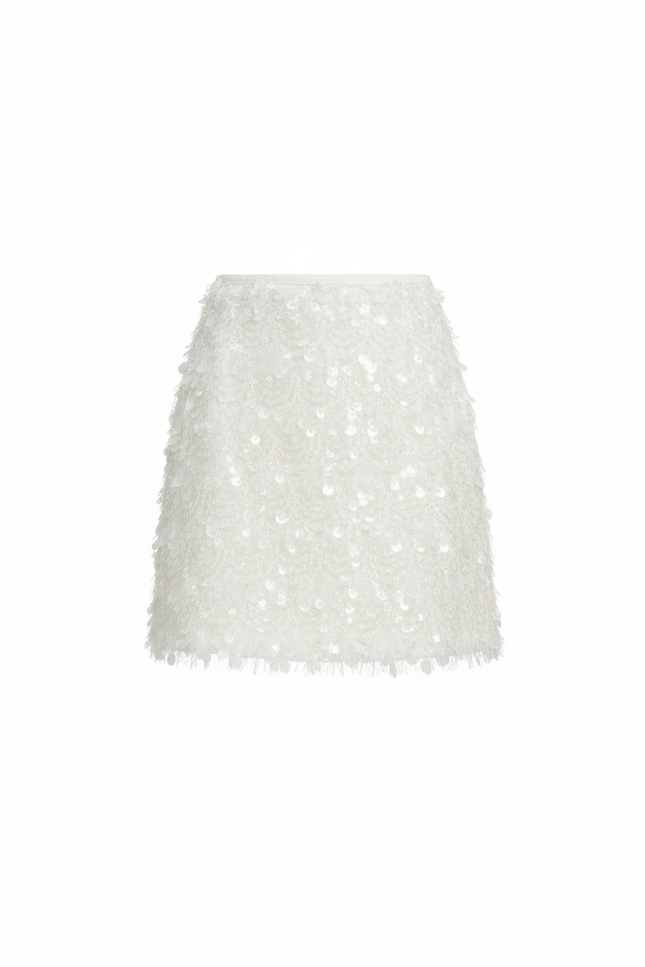 Jupe Paillette Blanche Texturée Chic