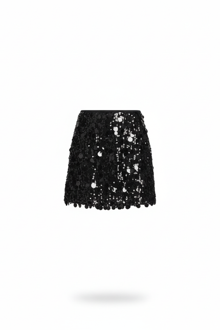 Jupe Paillette Noire Mini Chic
