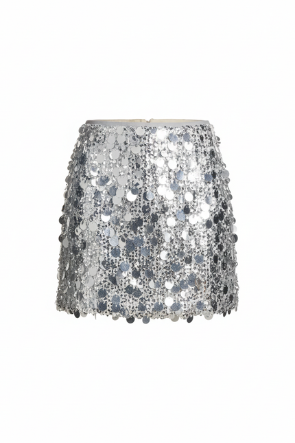 Jupe Paillette Argentée Mini Chic