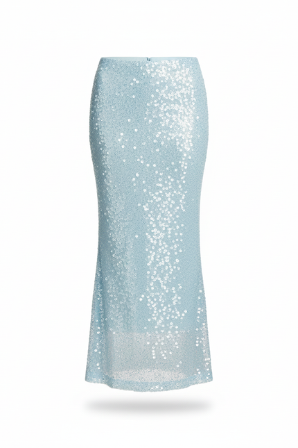 Jupe Paillette Bleu Ciel Sirène Chic