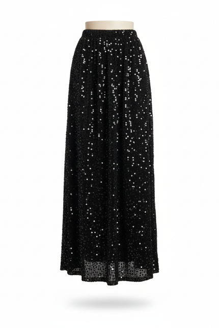Jupe Paillette Noire Longue Chic