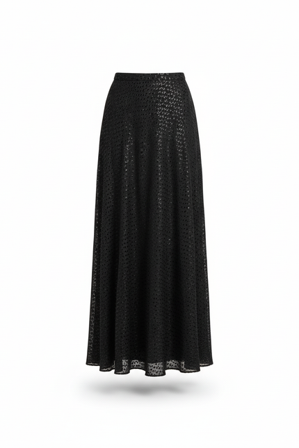 Jupe Paillette Noire Longue Élégante