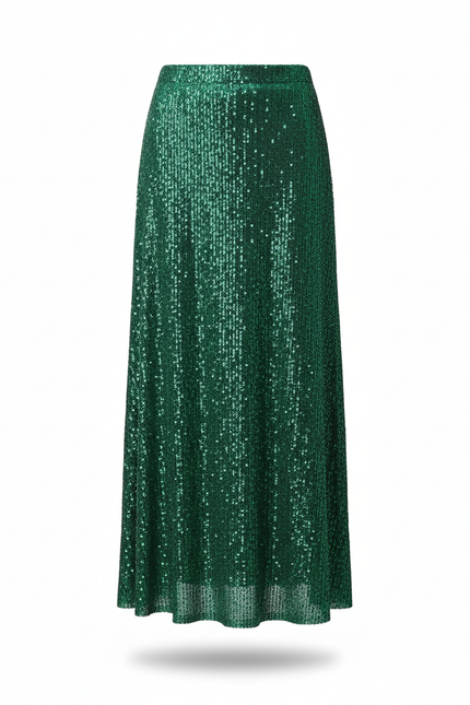 Jupe Paillette Verte Longue Élégante