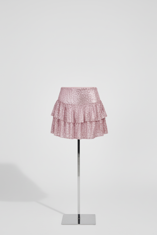 Jupe Paillette Rose Plissée Chic