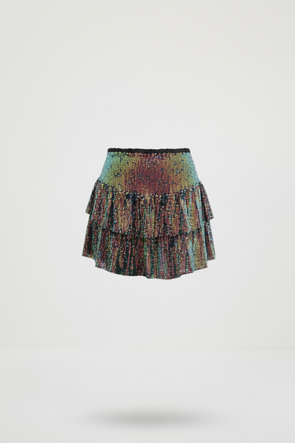 Jupe Paillette Multicolore Volants Chic