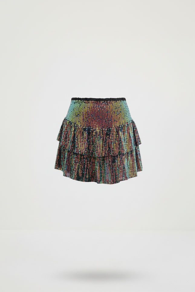 Jupe Paillette Multicolore Volants Chic
