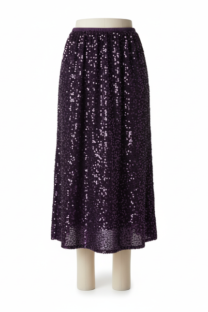 Jupe Paillette Violette Midi Chic