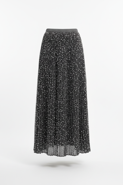Jupe Paillette Plissée Mi-Longue Élégante