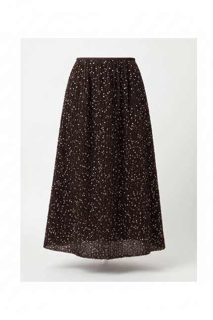 Jupe Paillette Évasée Midi Chic