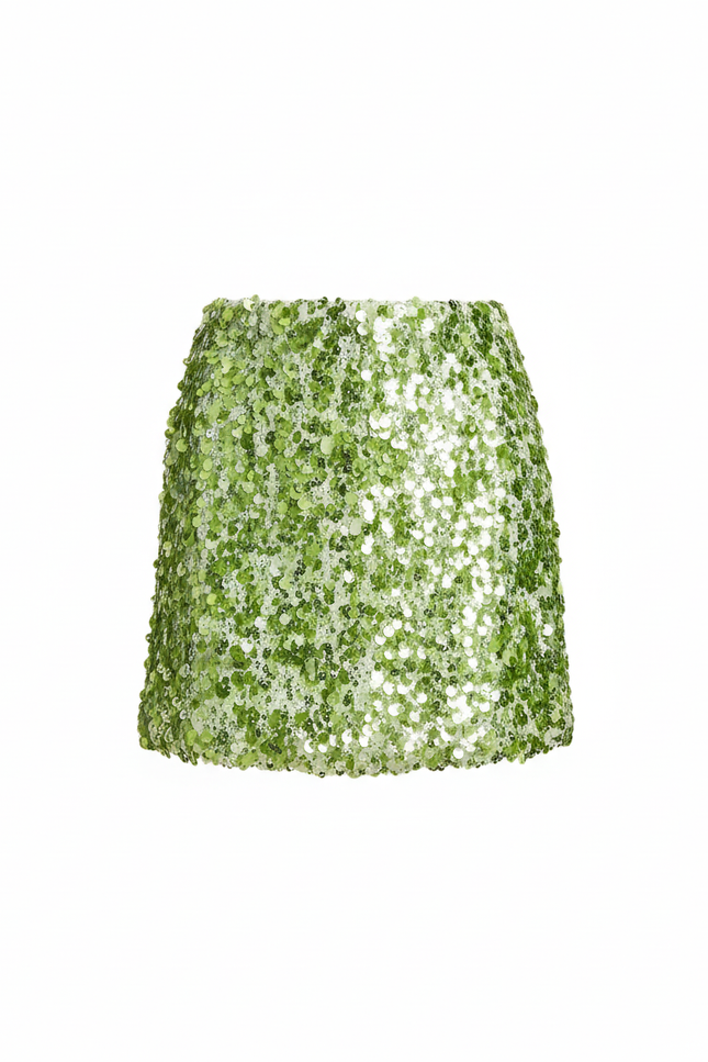 Jupe Paillette Mini Verte Chic