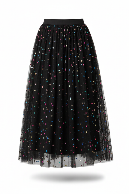 Jupe Paillette Longue Multicolore Élégante
