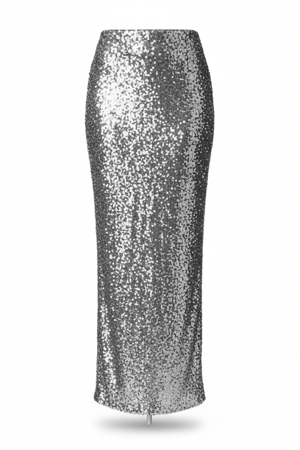 Jupe Paillette Argentée Longue Élégante