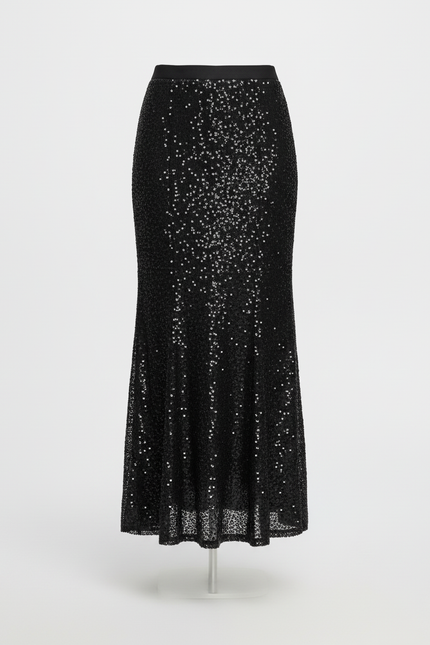 Jupe Paillette Noire Longue Élégante