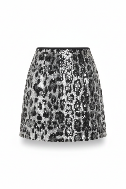 Jupe Paillette Mini Léopard Chic