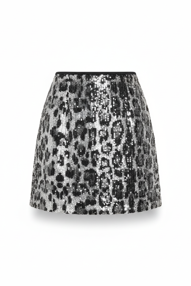 Jupe Paillette Mini Léopard Chic