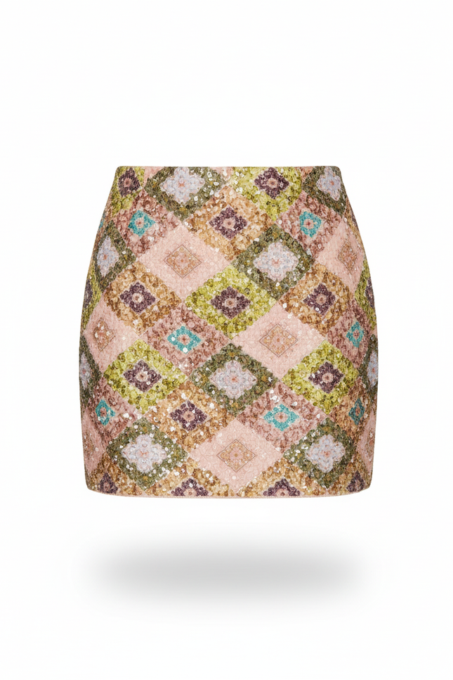 Jupe Paillette Mini Géométrique Chic