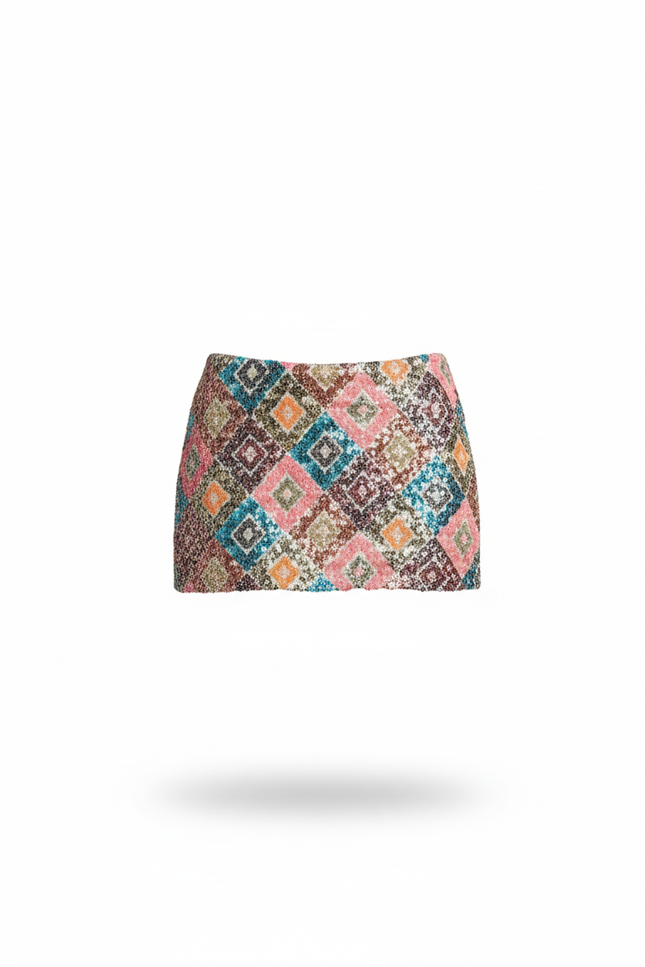Jupe Paillette Multicolore Mini Élégante