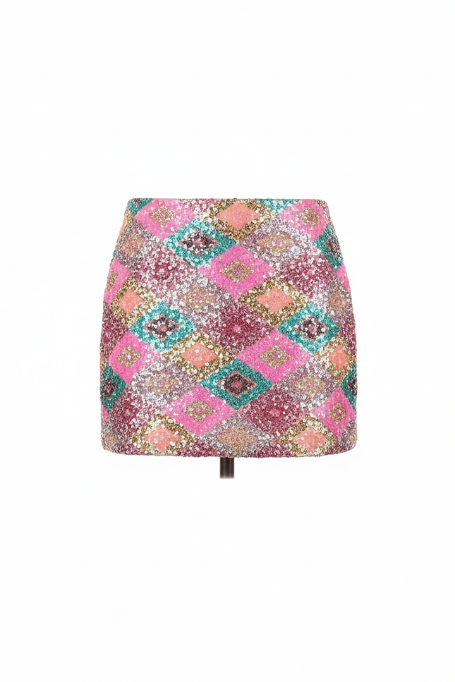 Jupe Paillette Mini Géométrique Chic