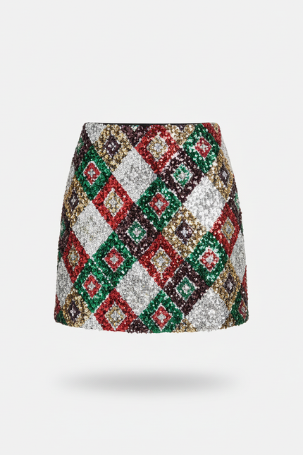 Jupe Paillette Motif Losanges Chic