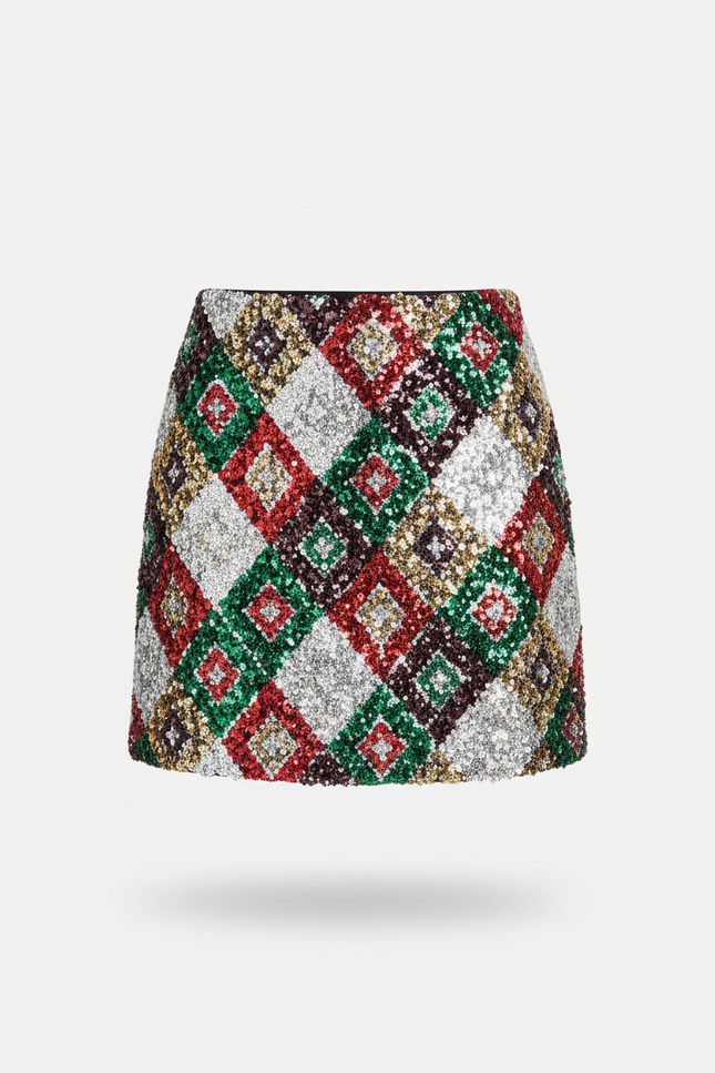 Jupe Paillette Motif Losanges Chic