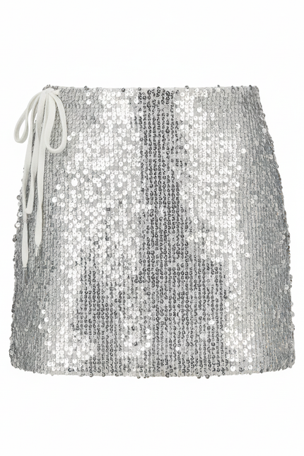Jupe Paillette Argentée Mini Sexy
