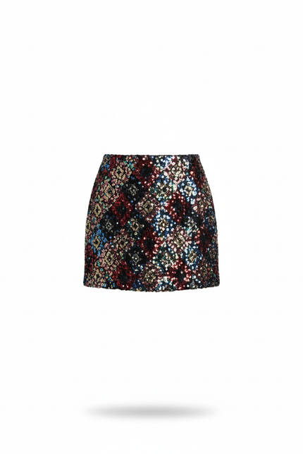 Jupe Paillette Multicolore Mini Chic