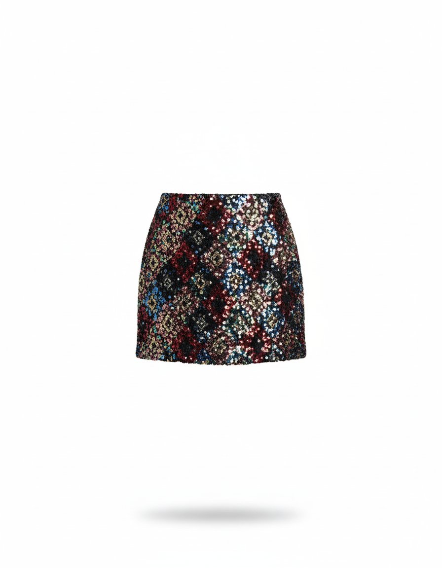 Jupe Paillette Multicolore Mini Chic