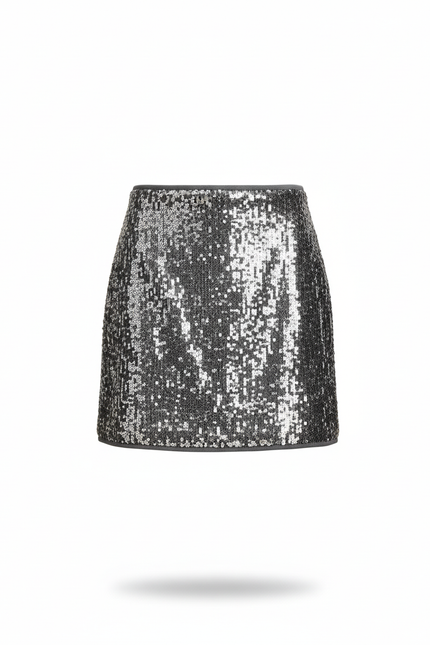 Jupe Paillette Argentée Mini Chic