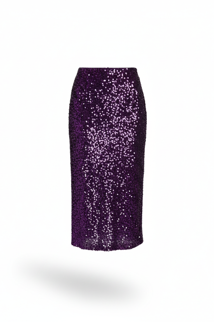 Jupe Paillette Violette Crayon Élégante