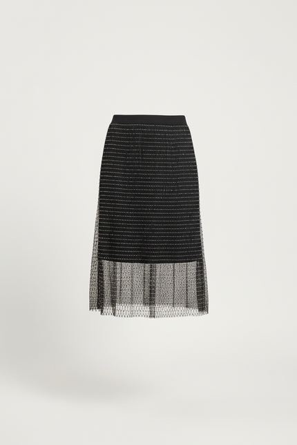 Jupe Paillette Noire Maille Élégante