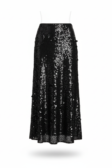 Jupe Paillette Longue Noire Élégante