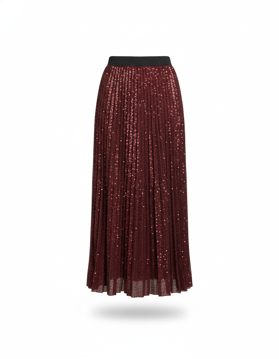 Jupe Pailletée Bordeaux