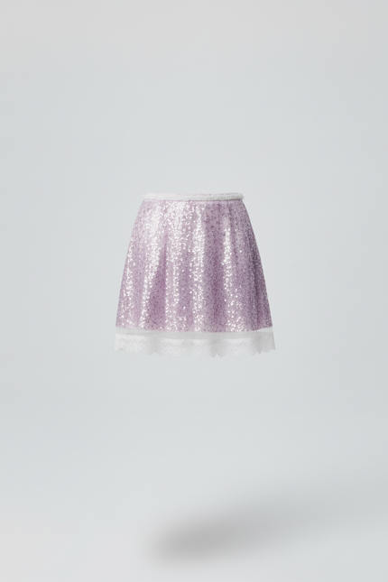 Jupe Paillette Lilas Dentelle Sexy