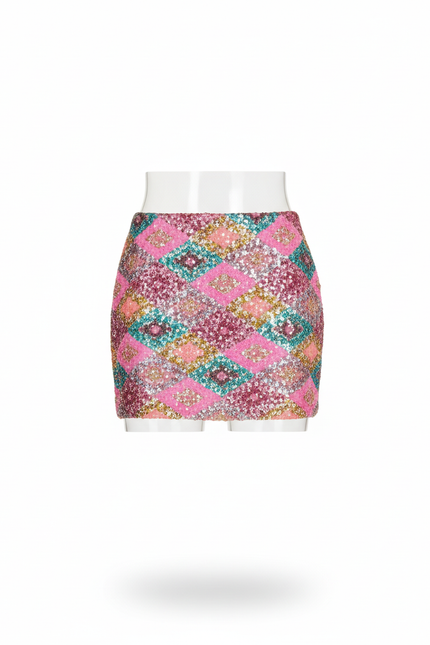 Jupe Paillette Multicolore Mini Chic