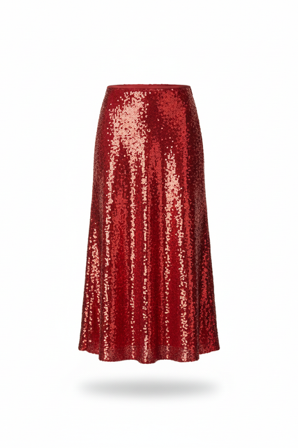 Jupe Paillette Rouge Longue Chic
