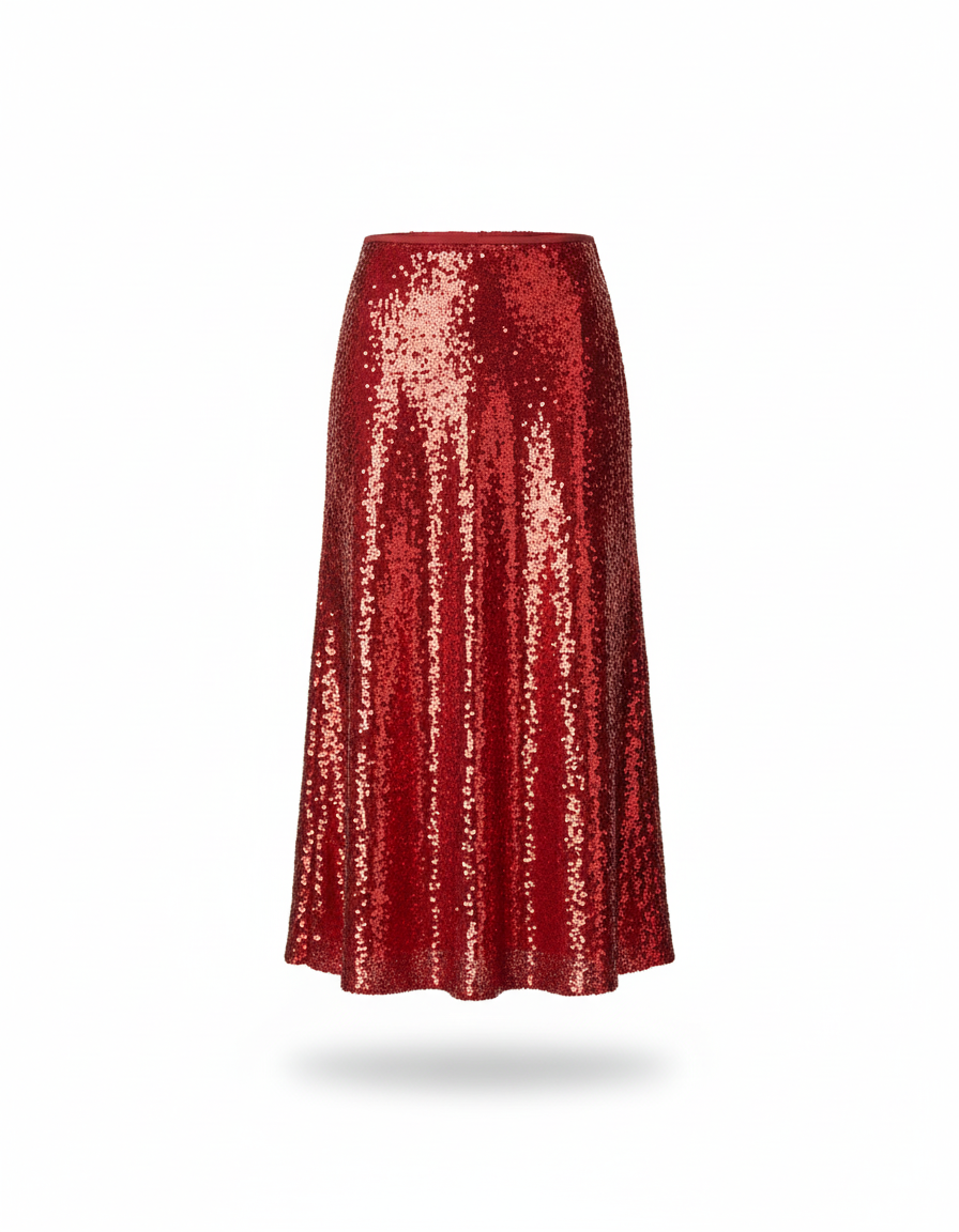 Jupe Paillette Rouge Longue Chic