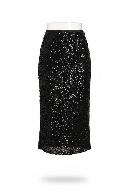 Jupe Paillette Noire Longue Élégante