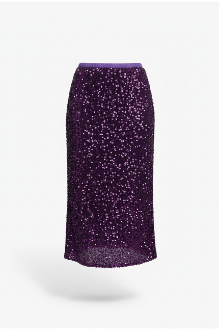 Jupe Paillette Violette Longue Élégante