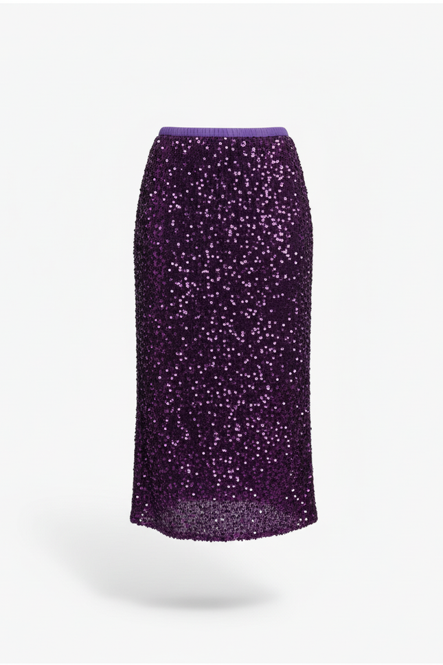 Jupe Paillette Violette Longue Élégante
