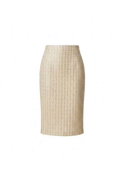 Jupe Paillette Dorée Tweed Élégante