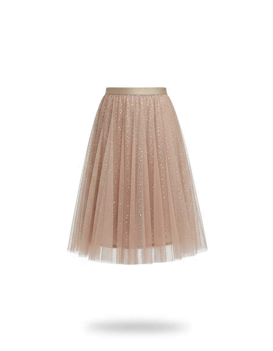 Jupe Paillette Beige