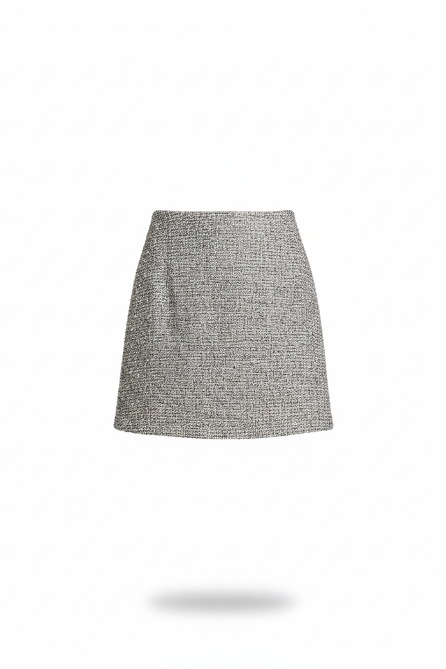 Jupe Paillette Mini Gris Argenté Chic