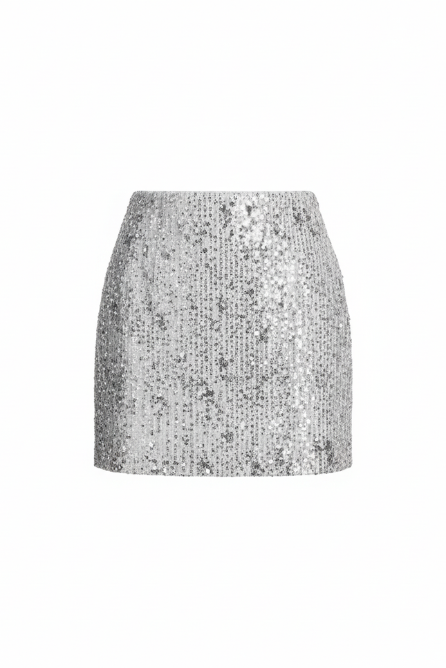 Jupe Paillette Argentée Mini Chic