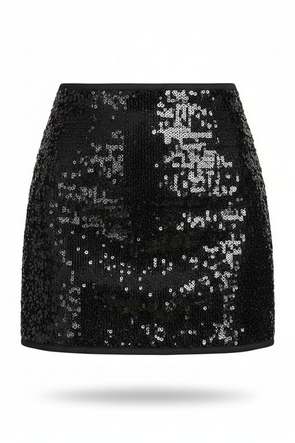 Jupe Paillette Noire Mini Chic