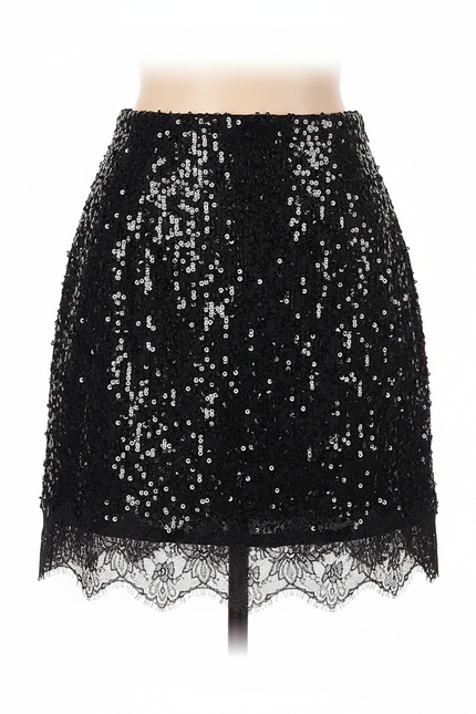 Jupe Paillette Noire Dentelle Chic