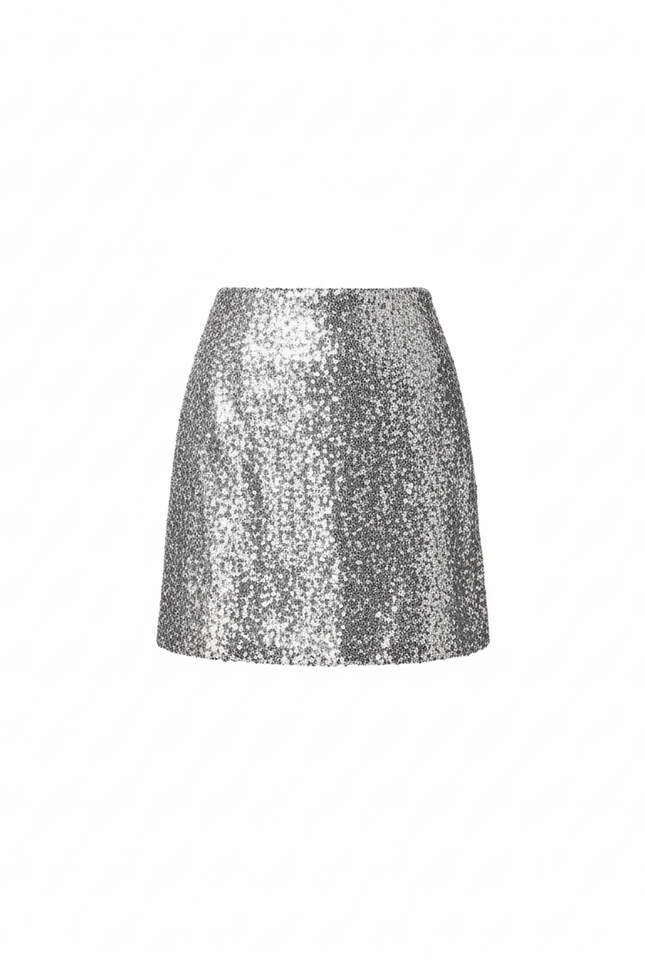 Jupe Paillette Argentée Mini Chic