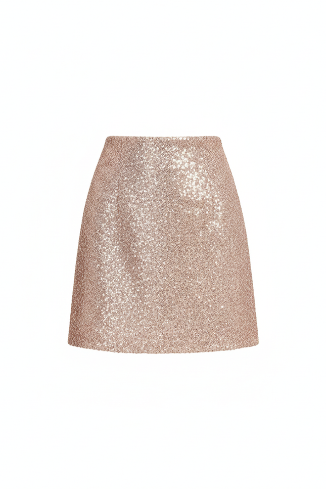 Jupe Paillette Rose Gold A-Line Chic