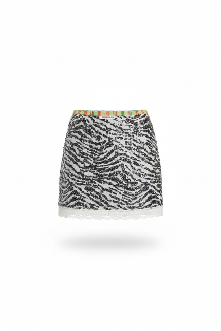 Jupe Paillette Zèbre Dentelle Chic