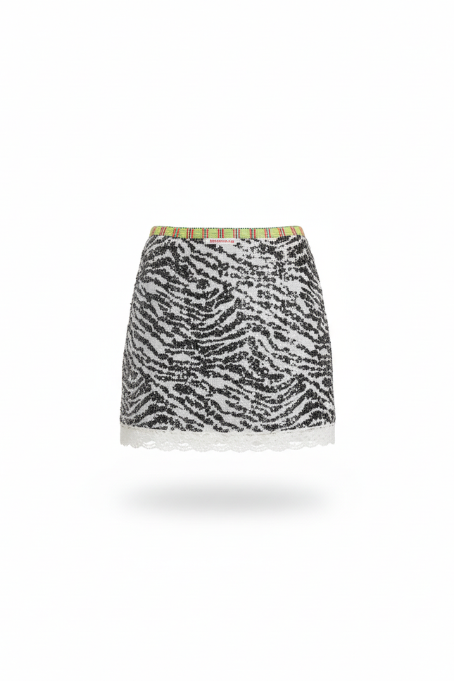 Jupe Paillette Zèbre Dentelle Chic