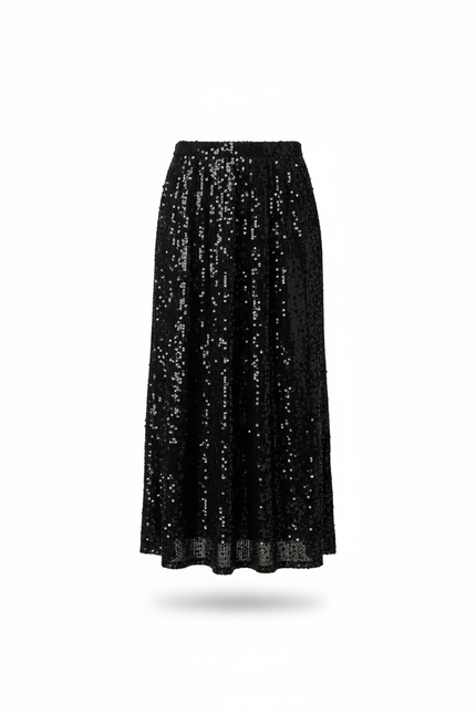 Jupe Paillette Noire Droite Chic